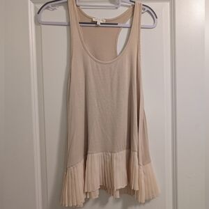 Elegant Cream Pleated Hem Women's Top